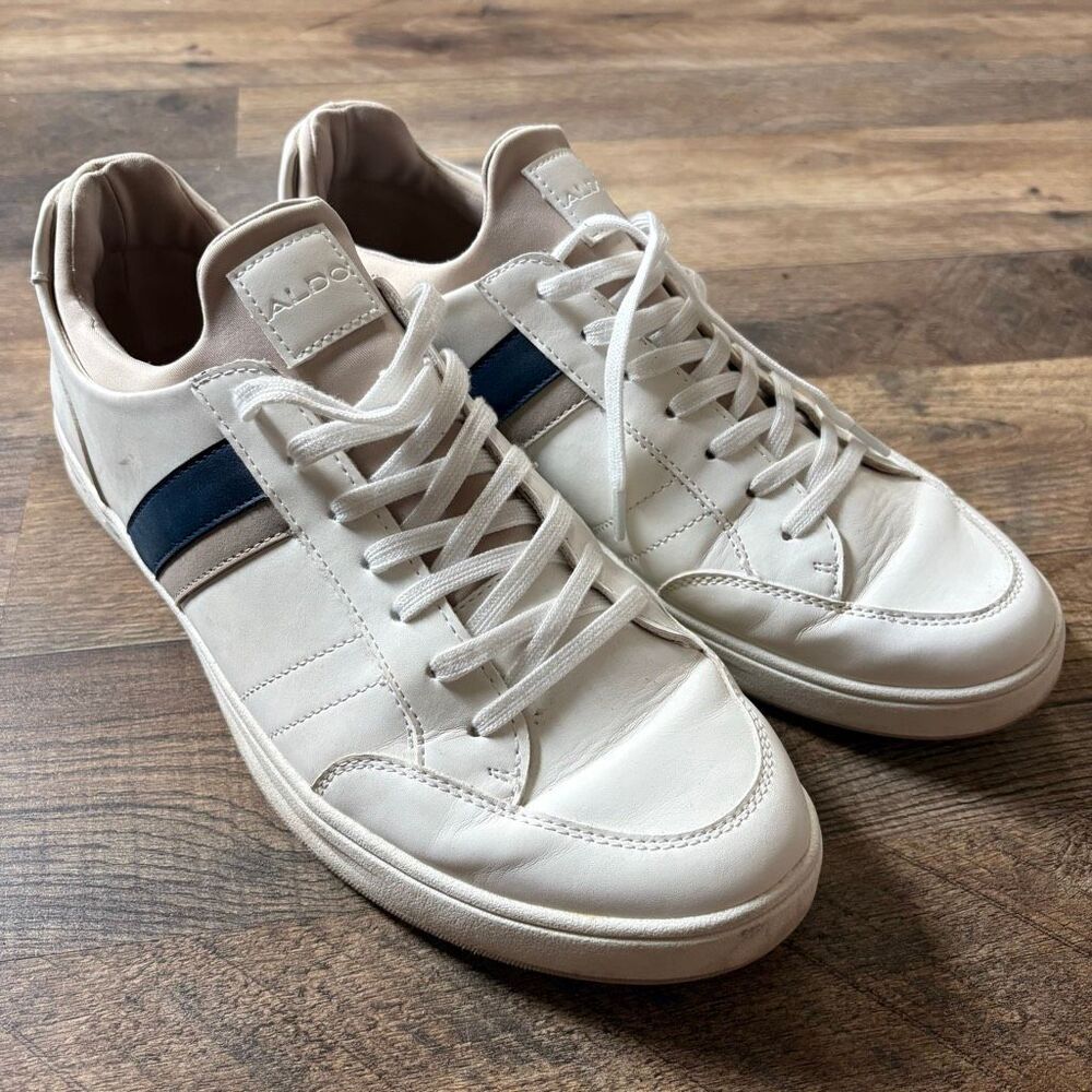 ALDO Men's 10.5 White Casual Low Top Sneakers Preppy Sporty Blokecore Streetwear